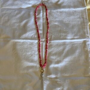 Talbots Pink Gemstone Necklace with Gold Accents and Pearl